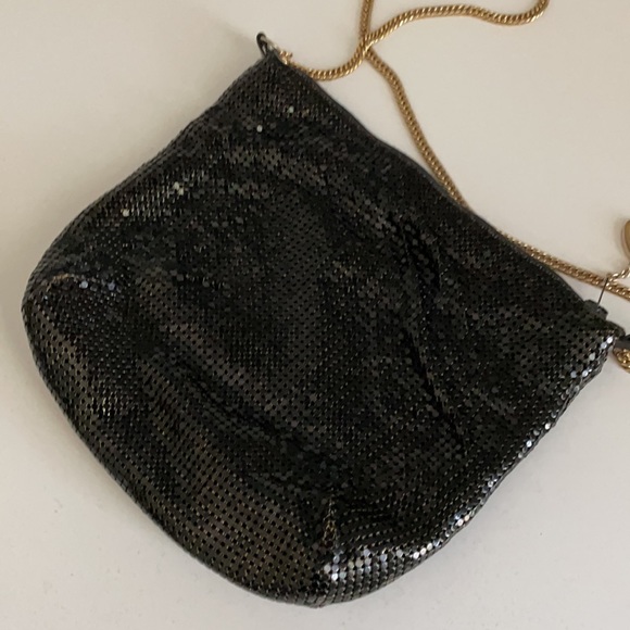 Vintage Y2K Whiting & Davis Black Chainmaile Mesh Evening Crossbody  Handbag - Picture 5 of 7